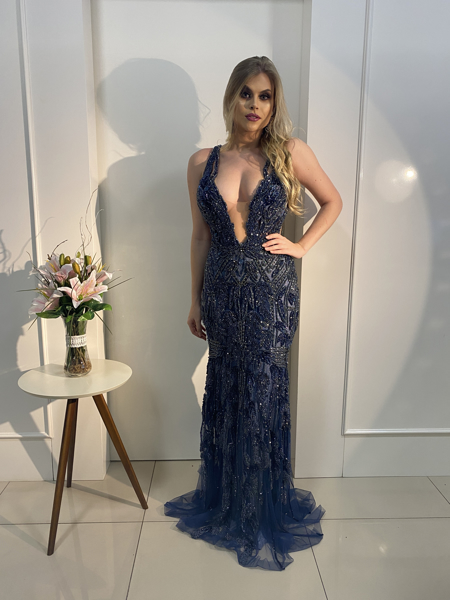 Imagem de Vestido azul com grafite