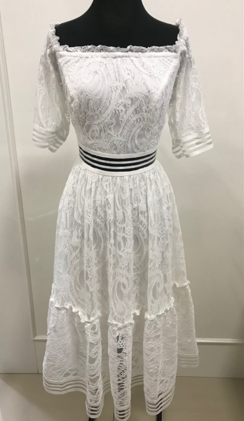 Imagem de Vestido branco midi ombro a ombro